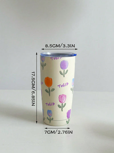 Cute Cartoon Themed Stainless Steel Insulated Water Bottle - Perfect for Summer and Winter Festivals! (20oz/600ml)