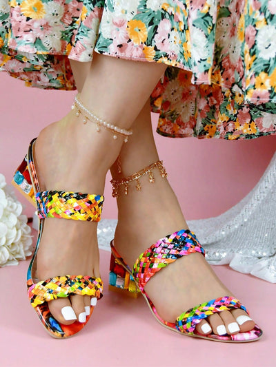 Sparkling Style: Women's Rhinestone Chunky Heel Sandals