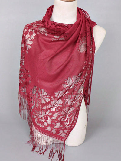 Floral Elegance Shawl: Women's Hollow Out Fashion Scarf