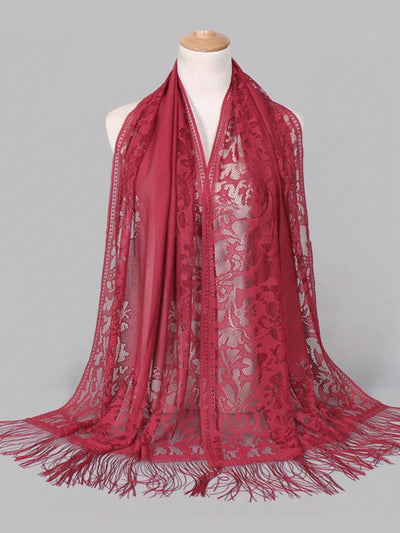 Floral Elegance Shawl: Women's Hollow Out Fashion Scarf