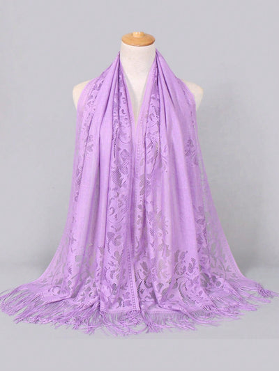 Floral Elegance Shawl: Women's Hollow Out Fashion Scarf