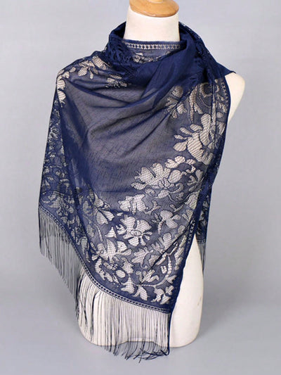 Floral Elegance Shawl: Women's Hollow Out Fashion Scarf