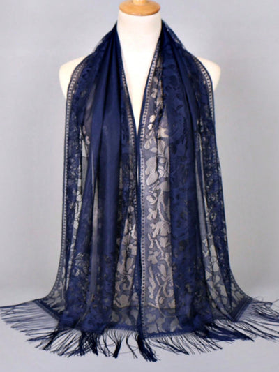 Floral Elegance Shawl: Women's Hollow Out Fashion Scarf