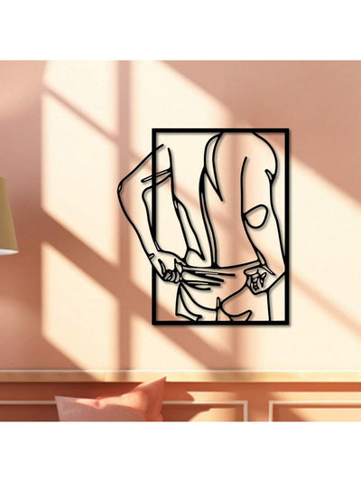 Masculine Minimalism: Abstract Nude Male Figure Metal Wall Art