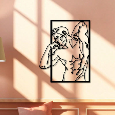 Masculine Minimalism: Abstract Nude Male Figure Metal Wall Art