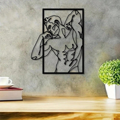 Masculine Minimalism: Abstract Nude Male Figure Metal Wall Art