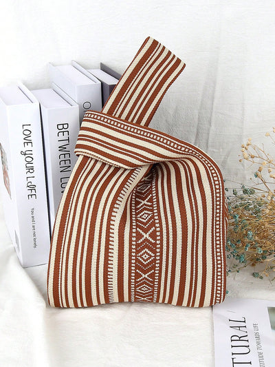 Chic and Versatile Mini Striped Knit Handbag - Perfect for All Your Daily Essentials!