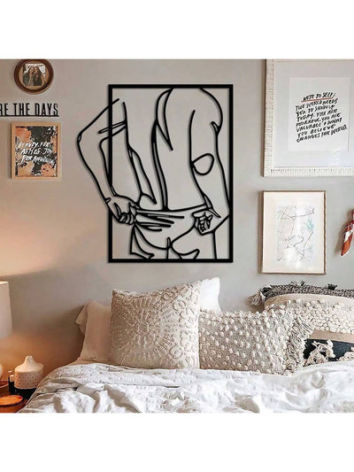 Masculine Minimalism: Abstract Nude Male Figure Metal Wall Art