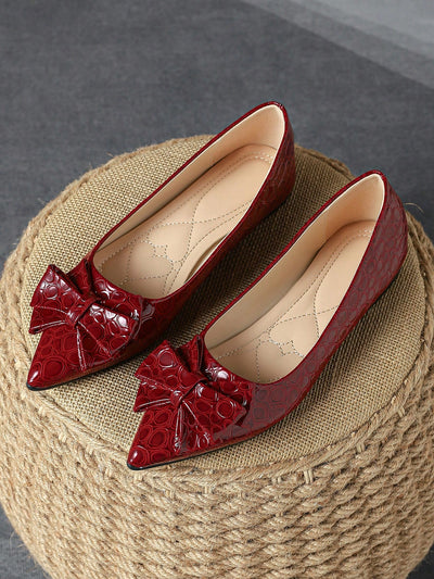 Rose Red Bow Knot Flat Shoes: Perfect for Dancing, Parties, and Casual Wear