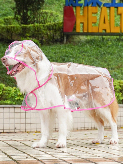 Pet-Friendly Transparent Orange Waterproof Raincoat for Stylish Outdoor Adventures in the Rain