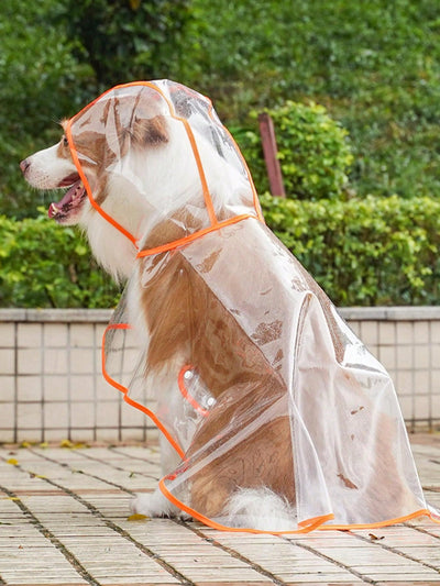 Pet-Friendly Transparent Orange Waterproof Raincoat for Stylish Outdoor Adventures in the Rain