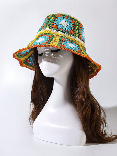 Boho Chic Color Block Straw Hat: The Ultimate Summer Accessory