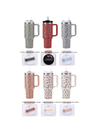 Stay Stylish on the Go with our Leopard Pattern Stainless Steel Insulated Tumbler - 40oz Travel Mug with Handle