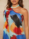 Chic One-Shoulder Abstract Plisse Dress - Elevate Your Style!