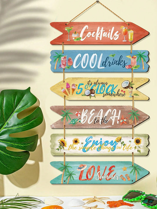 Introducing the Summer Oasis 6-piece Beach Sign Plaque Set - the perfect addition to your pool parties and camper vacation decor. Made with durable materials, each sign is designed to evoke the carefree vibe of a summer oasis. Bring a touch of the beach to your home with this must-have set.