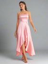 Chic and Sophisticated: Asymmetric Hem Halter Bridesmaid Dress