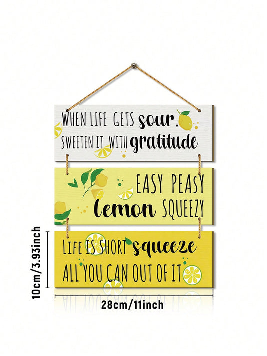 Summer Fresh Lemon Kitchen Sign Set: Rustic Farmhouse Decor for a Bright Home