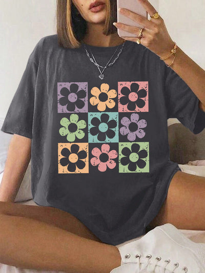 Summer Blossom: Women's Floral Print Casual T-Shirt