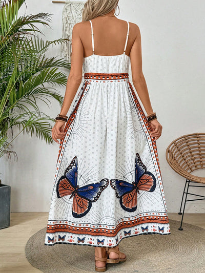 Peacock Paradise: Women's Vintage Style Strappy Dress