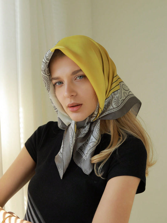 Colorful Printed Square Scarf & Headscarf Combo: The Perfect Bandana Hair Band