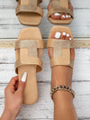 Simple Color Block Flat Sandals with Square Toe for Holiday and Daily Wear