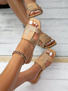 Simple Color Block Flat Sandals with Square Toe for Holiday and Daily Wear