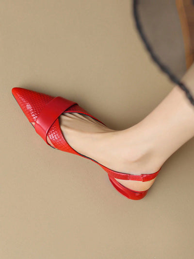 Red Hollow Out Slip-On Loafers: Stylish Low Heels for Spring and Summer