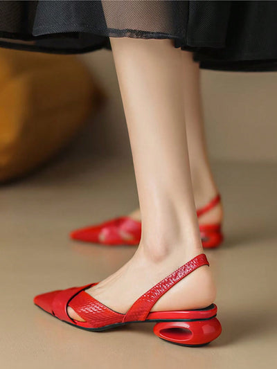 Red Hollow Out Slip-On Loafers: Stylish Low Heels for Spring and Summer