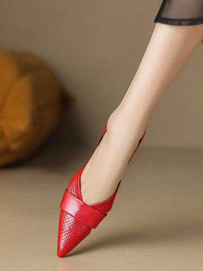 Red Hollow Out Slip-On Loafers: Stylish Low Heels for Spring and Summer