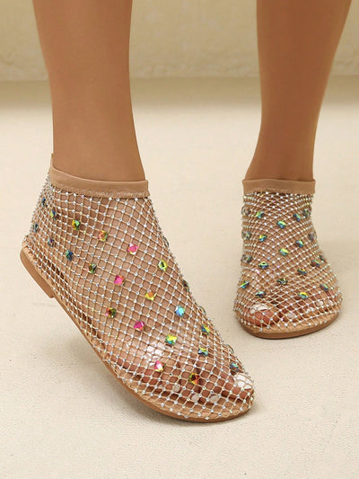 Rainbow Candy Color Rhinestone Flat Sandals: Stylish and Comfy Slip-Ons for Every Season