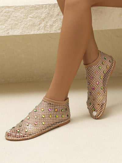 Rainbow Candy Color Rhinestone Flat Sandals: Stylish and Comfy Slip-Ons for Every Season