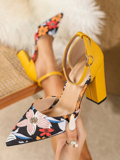 Rainbow Candy Color Chunky Heel Sandals: Step into Spring with Style