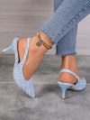 Chic Open-Back Kitten Heel Sandals - Pointed Toe Design with Elastic Strap