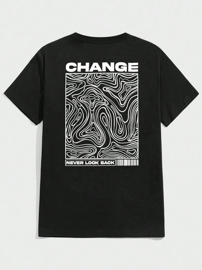 Men's "Change" Letter Graphic Tshirt: Elevate Your Street Style