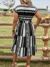 Chic Geometric Print A-Line Dress for Spring and Summer in Plus Size