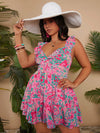 Chic & Bold Plus Size Ruffle Trim Dress for Effortless Vacation Style