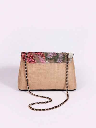 Chic Sequin & Embroidery Flower Chain Bag - Perfect for Parties & Celebrations