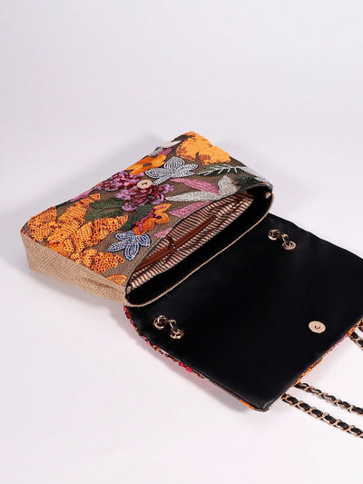 Chic Sequin & Embroidery Flower Chain Bag - Perfect for Parties & Celebrations