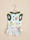 Fruity Fun Pet Dress: Avocado, Lemon, Watermelon, Banana Pattern with Leash Buckle