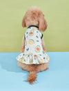 Fruity Fun Pet Dress: Avocado, Lemon, Watermelon, Banana Pattern with Leash Buckle