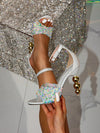 Summer Princess: Irregular Heel Rhinestone High Heel Sandals