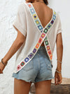 Floral Dream Crochet Knitted T-Shirt with Cross Back Detail