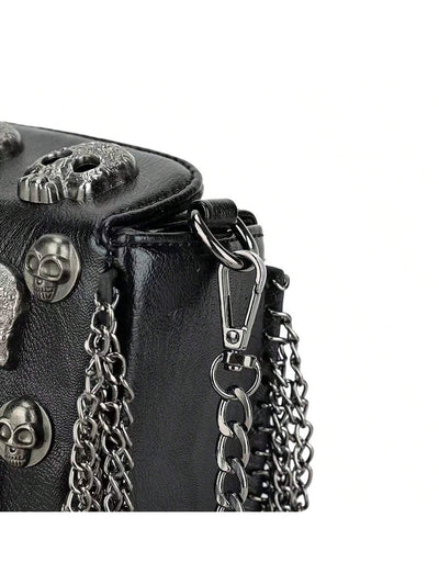 Sleek and Stylish: Gothic Skull Head Crossbody Bag for Women