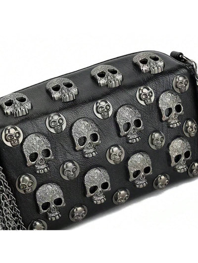 Sleek and Stylish: Gothic Skull Head Crossbody Bag for Women