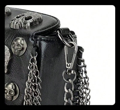 Sleek and Stylish: Gothic Skull Head Crossbody Bag for Women