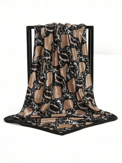 Chic and Stylish: Snake Skin Pattern Printed Square Scarf for Summer Sun Protection