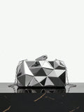 Silver evening clutch bag for cocktail parties front view