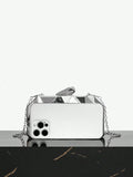Mini evening bag with kiss lock closure and chain strap