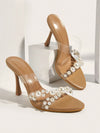 Dazzling White Pearl Ankle Strap Stiletto High Heel Sandals for Every Occasion