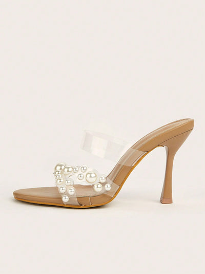 Dazzling White Pearl Ankle Strap Stiletto High Heel Sandals for Every Occasion